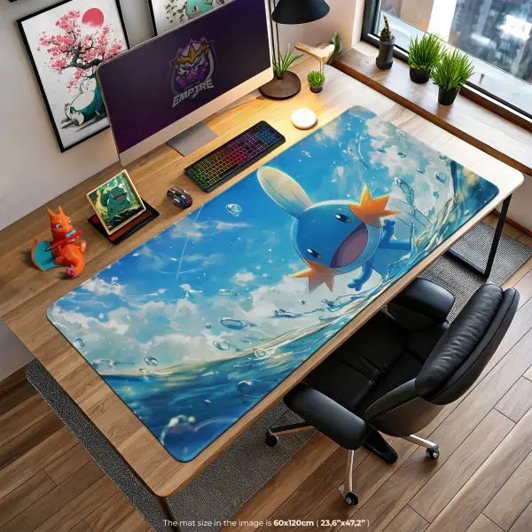 Mudkip Splash Zone Desk Mat, Pokemon Water Mouse Pad