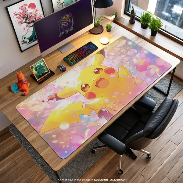 Pikachu Blossom Desk Mat, Pokémon Spring Mouse Pad