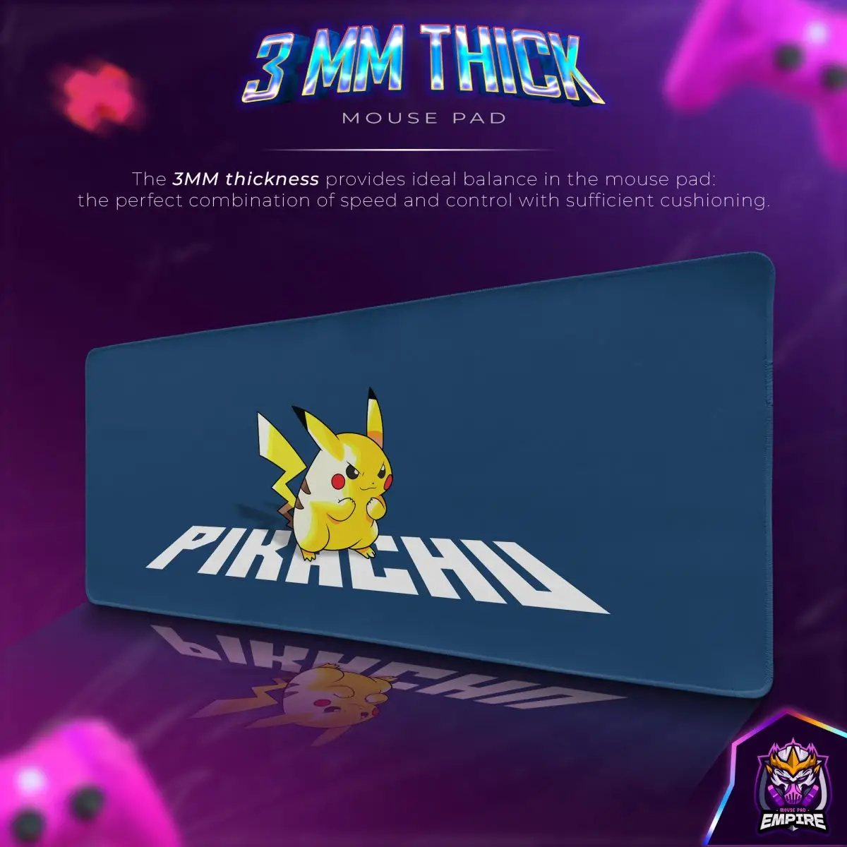 Pikachu Power Stance Desk Mat, Pokemon Bold Mouse Pad