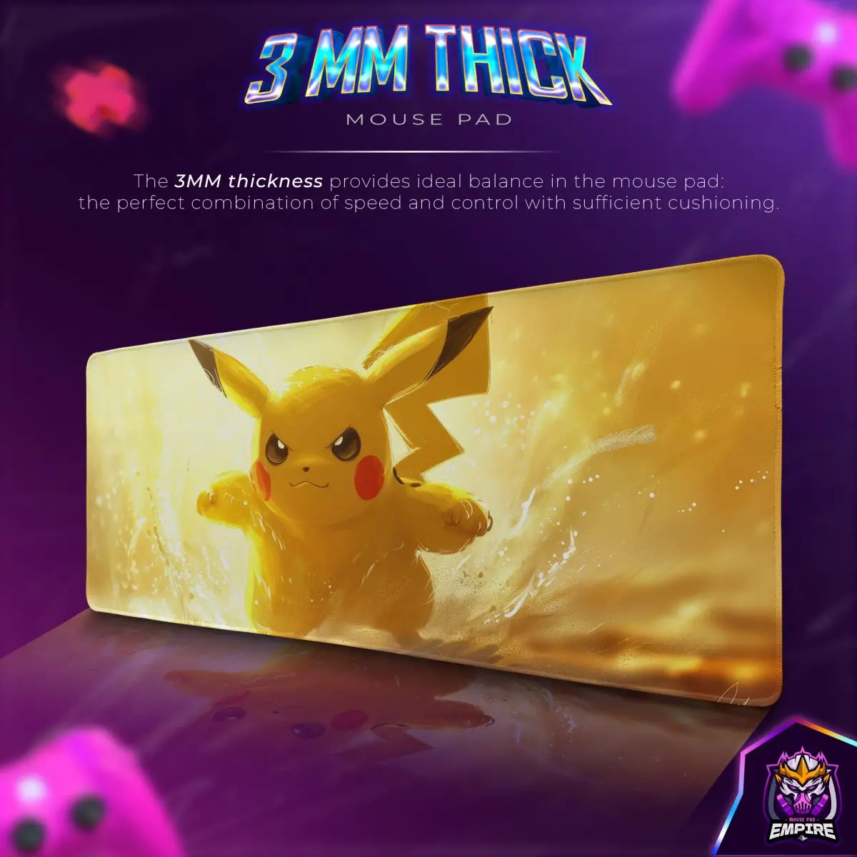 Pikachu Thunder Dash Desk Mat, Pokemon Speed Mouse Pad