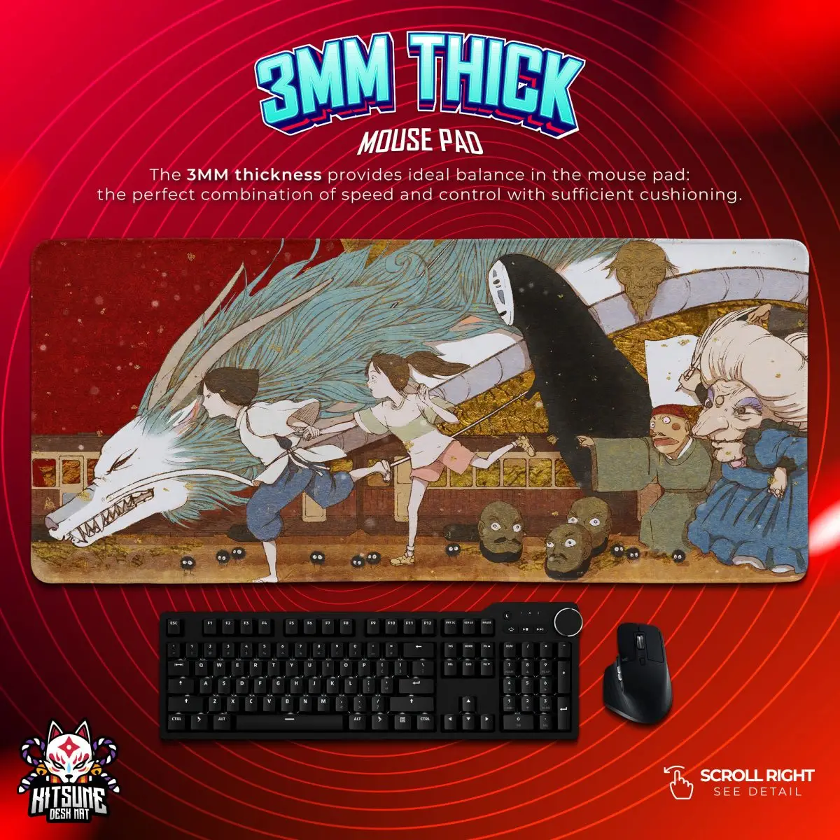 Spirited Away Escape Desk Mat, Haku & Chihiro Mouse Pad