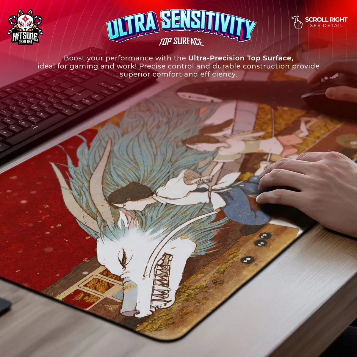 Spirited Away Escape Desk Mat, Haku & Chihiro Mouse Pad