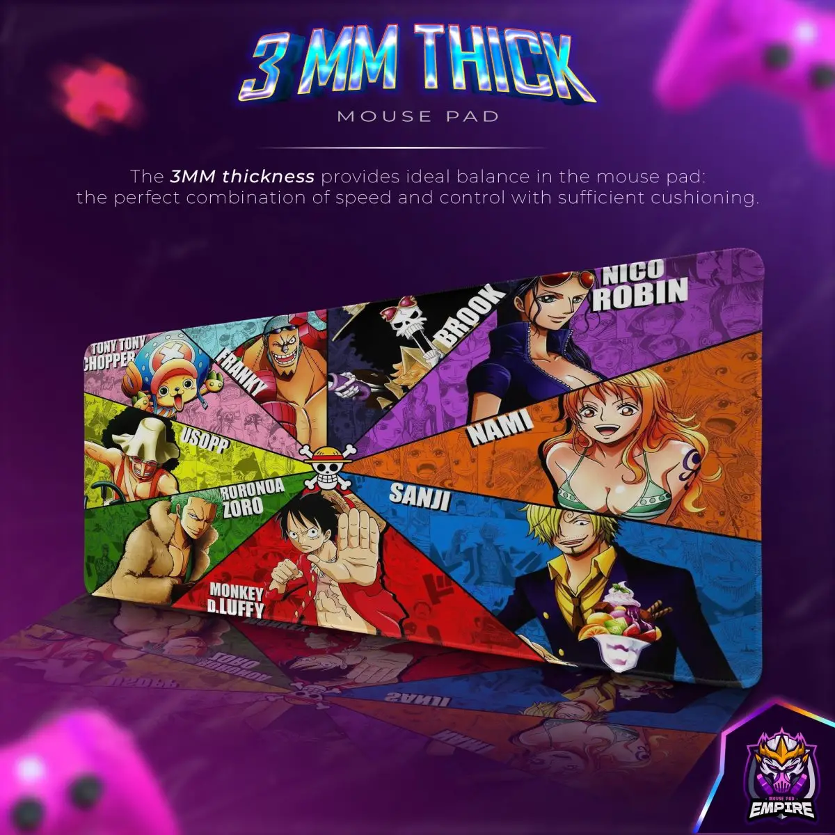 Straw Hat Spectrum Desk Mat, One Piece Mouse Pad