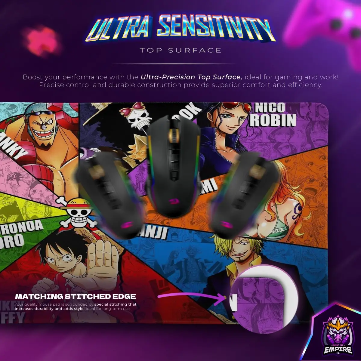 Straw Hat Spectrum Desk Mat, One Piece Mouse Pad