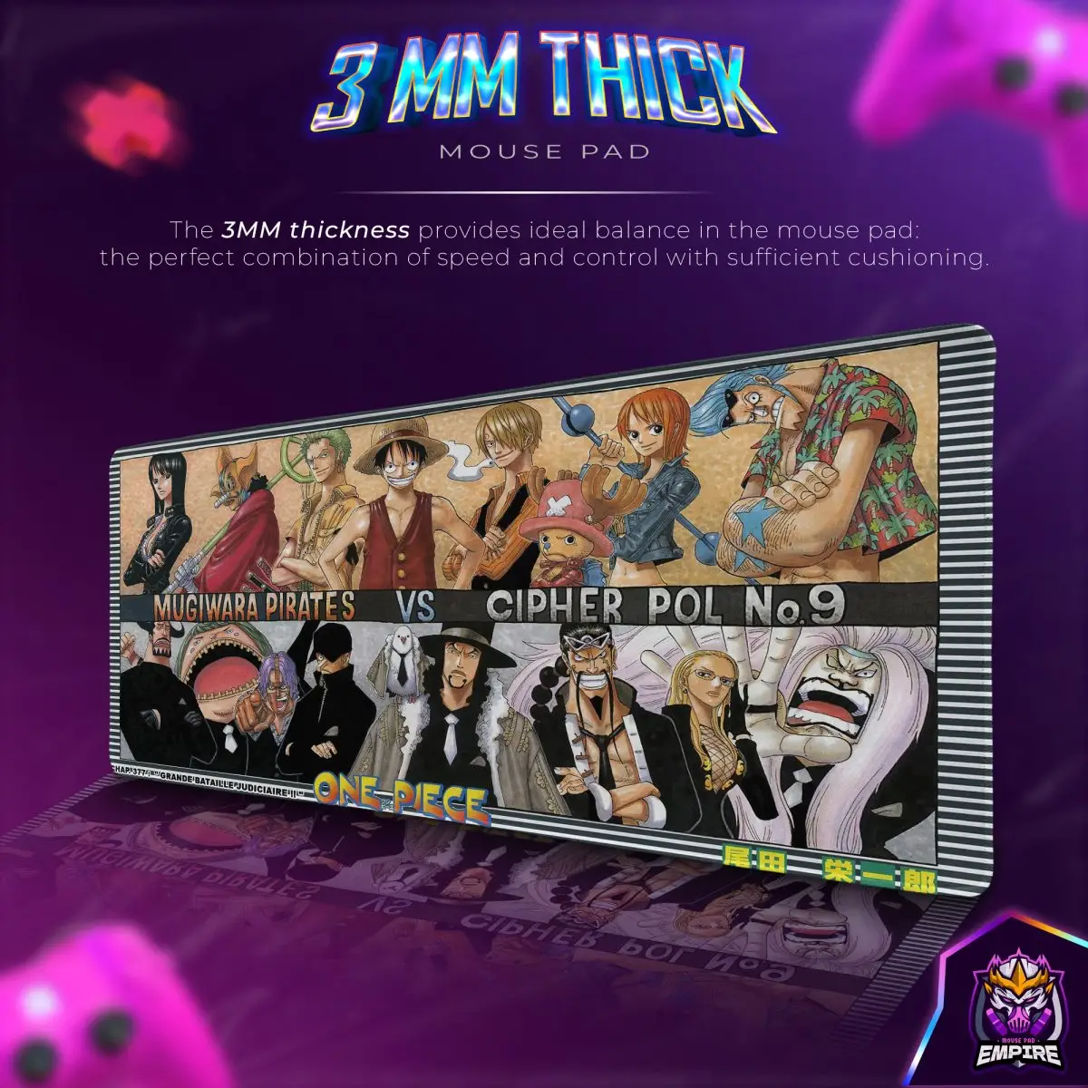 Straw Hats vs CP9 Desk Mat, One Piece Mouse Pad