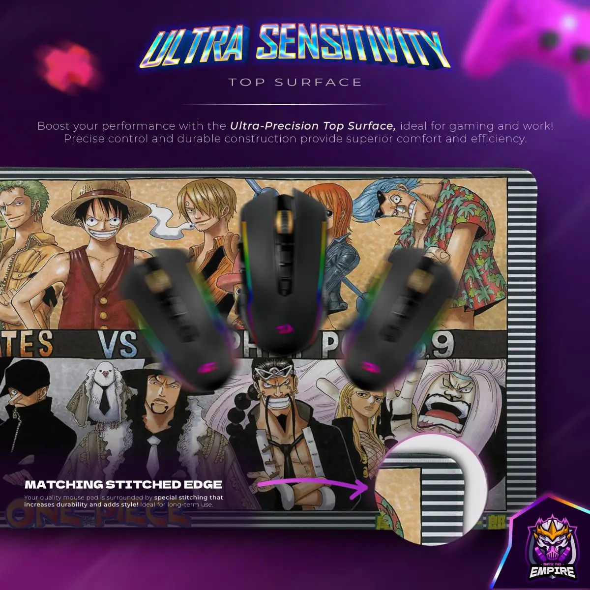 Straw Hats vs CP9 Desk Mat, One Piece Mouse Pad