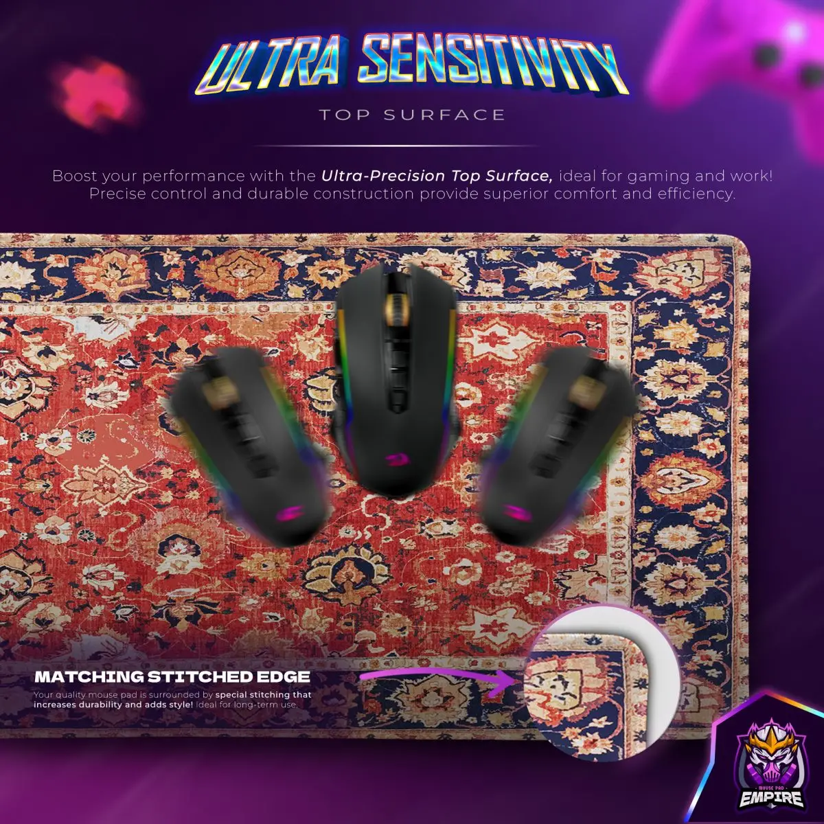 Vintage Persian Style Desk Mat, Oriental Carpet Mouse Pad