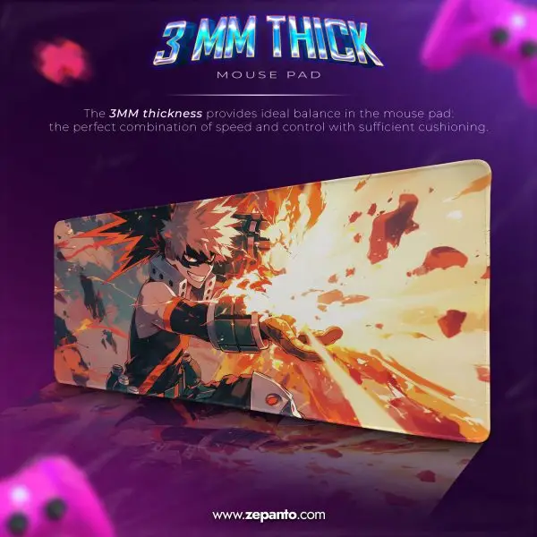Bakugou Explosion King Desk Mat, My Hero Mouse Pad