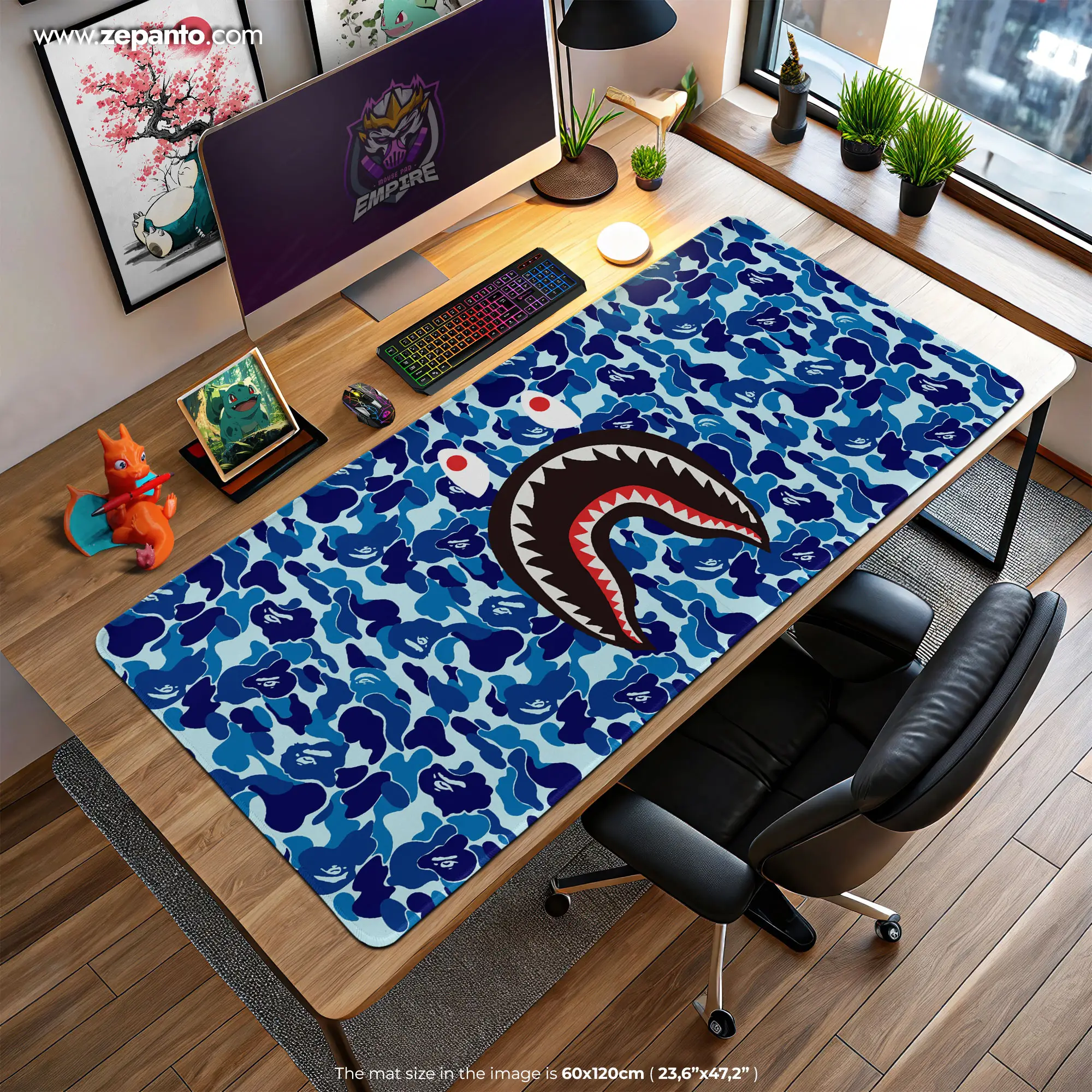 bape-shark-mouse-pad-blue-streetwear-camo-desk-mat-1 BAPE Shark Mouse Pad, Blue Streetwear Camo Desk Mat