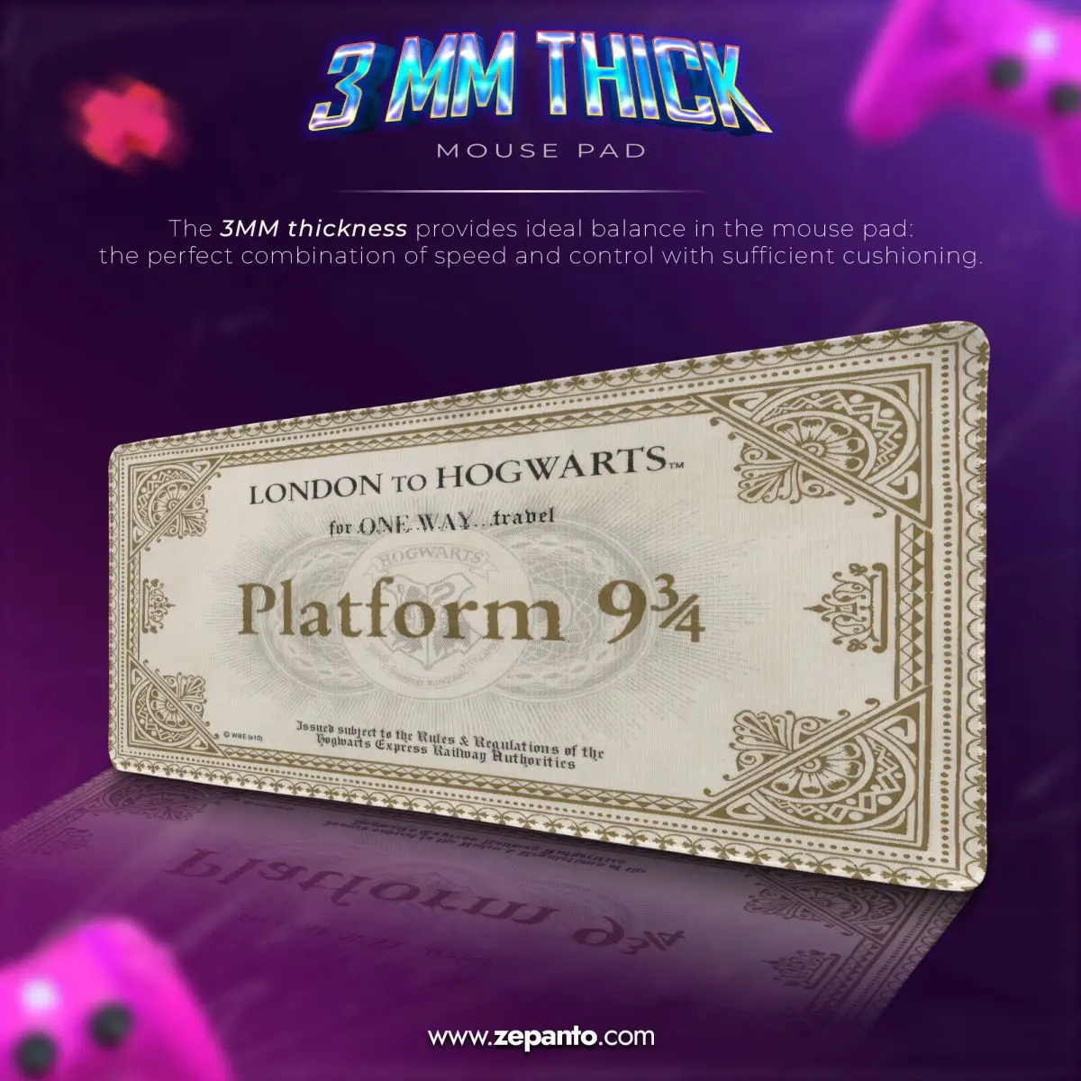 Hogwarts Platform 9 Desk Mat, Wizard Mouse Pad