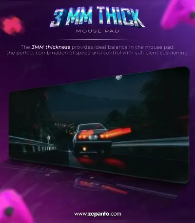 Midnight Drift Mouse Pad, Night Racer Desk Mat