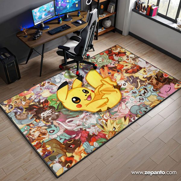Pikachu Area Rug, Cute Pokémon Starter Anime Carpet