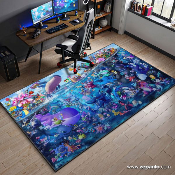 Pokémon Area Rug, Underwater Ocean Sea Type Carpet