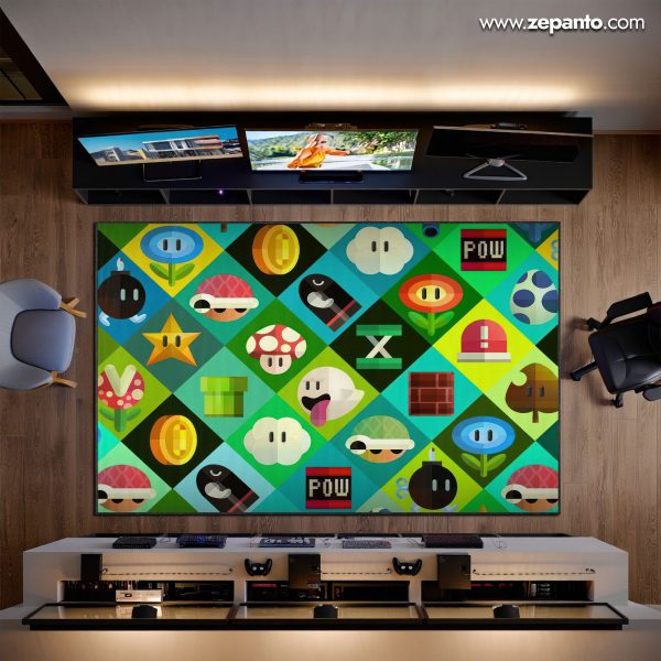 Super Mario Area Rug, Retro Power-Up Carpet