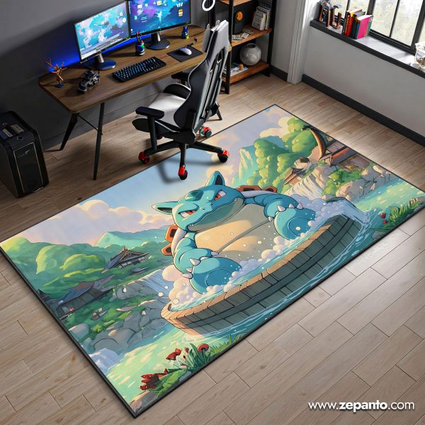 Blastoise Hot Spring Area Rug, Relaxed Pokémon Carpet