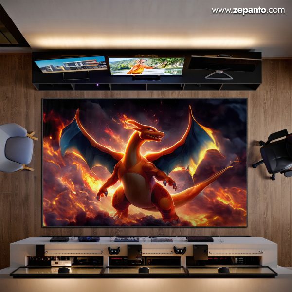 Charizard Inferno Blaze Area Rug, Fire Pokémon Carpet