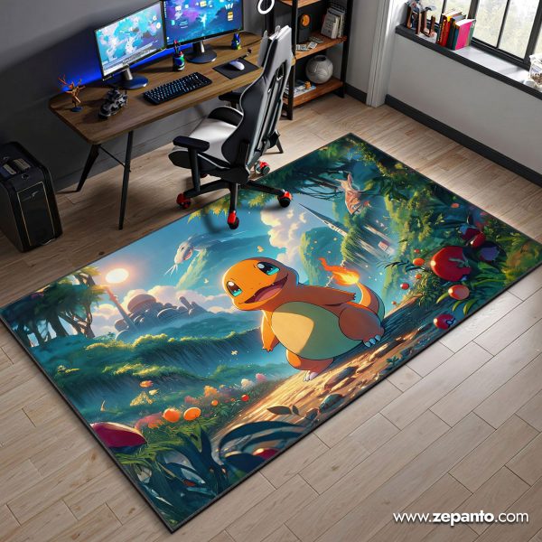 Charmander Adventure Area Rug, Forest Pokémon Carpet