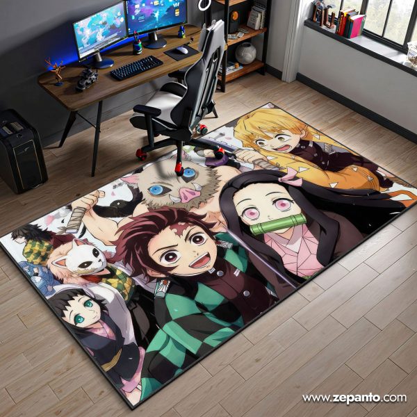 Demon Slayer Area Rug, Kamado Squad Carpet