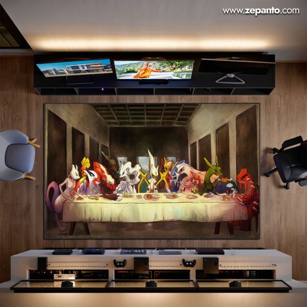 Legendary Feast Area Rug, Pokémon Last Supper Carpet