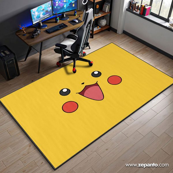 Pikachu Face Area Rug, Happy Pokémon Carpet
