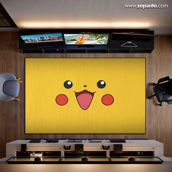Pikachu Face Area Rug, Happy Pokémon Carpet