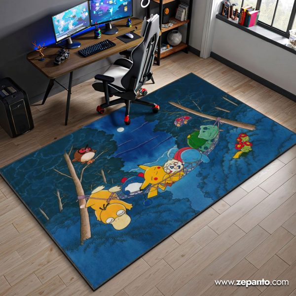Pokemon Area Rug, Forest Hammock Night Carpet