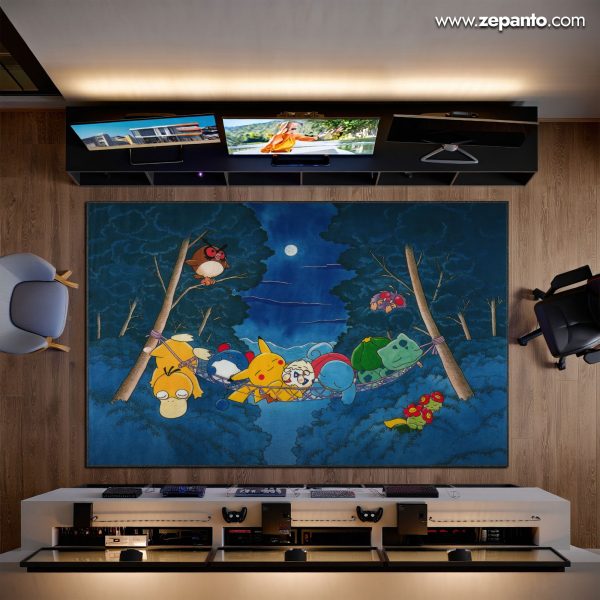 Pokemon Area Rug, Forest Hammock Night Carpet