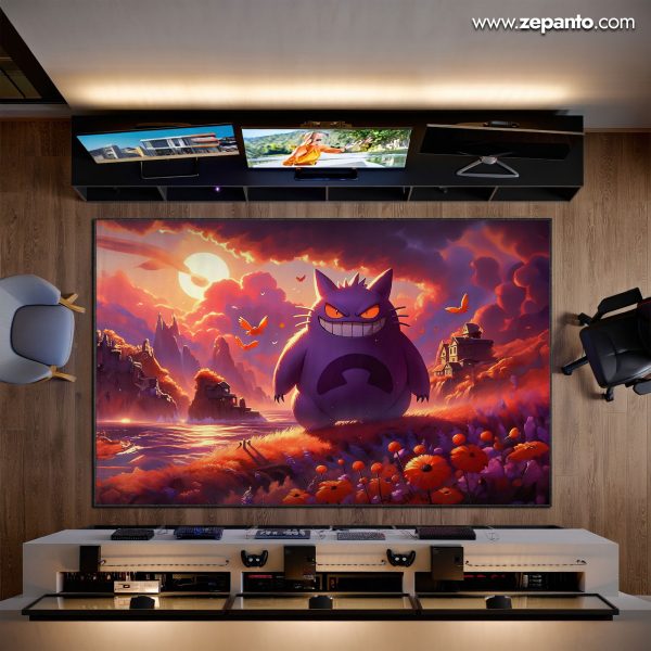 Sunset Gengar Area Rug, Pokémon Ghost Carpet