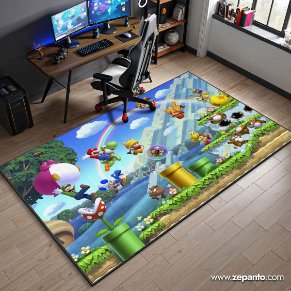 Super Mario Area Rug, Mushroom Kingdom Carpet