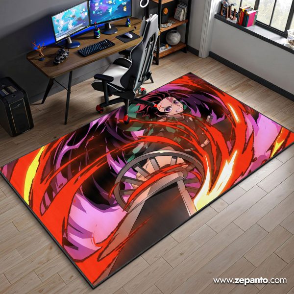 Tanjiro Fire Slash Area Rug, Demon Slayer Carpet