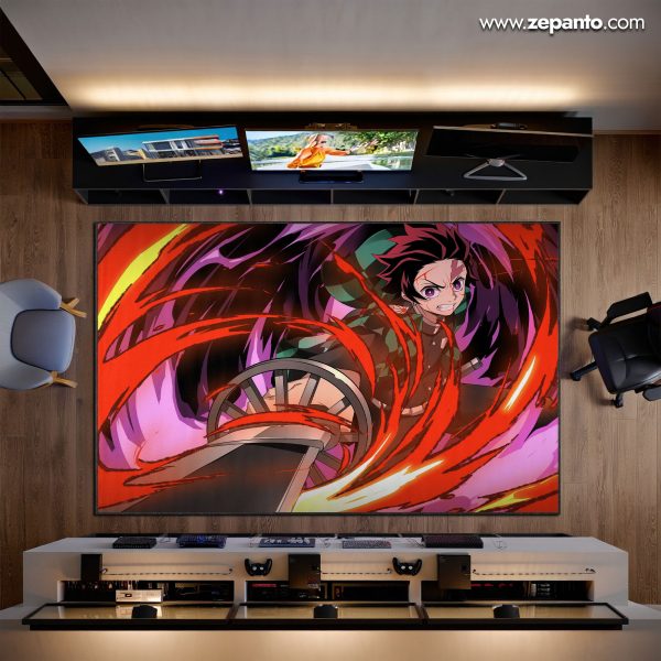 Tanjiro Fire Slash Area Rug, Demon Slayer Carpet