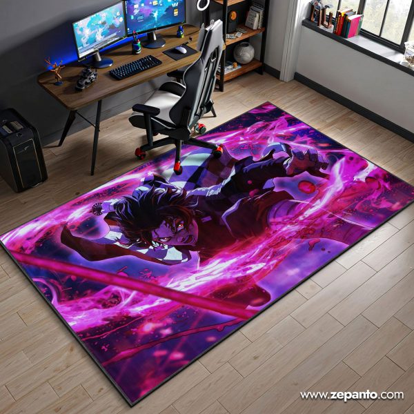 Tanjiro Flame Area Rug, Demon Slayer Carpet