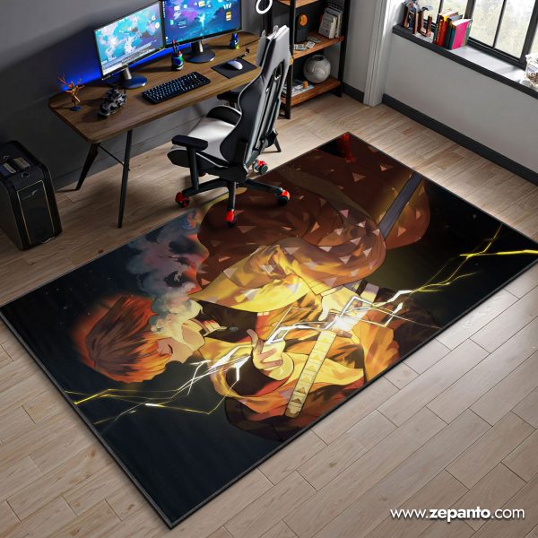 Zenitsu Agatsuma Area Rug, Thunder Flash Carpet