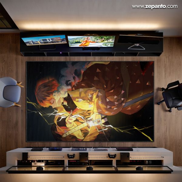 Zenitsu Agatsuma Area Rug, Thunder Flash Carpet