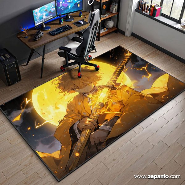 Zenitsu Area Rug, Thunder Moon Strike Carpet