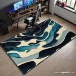 Ocean Flow Area Rug, Blue Wave Carpet