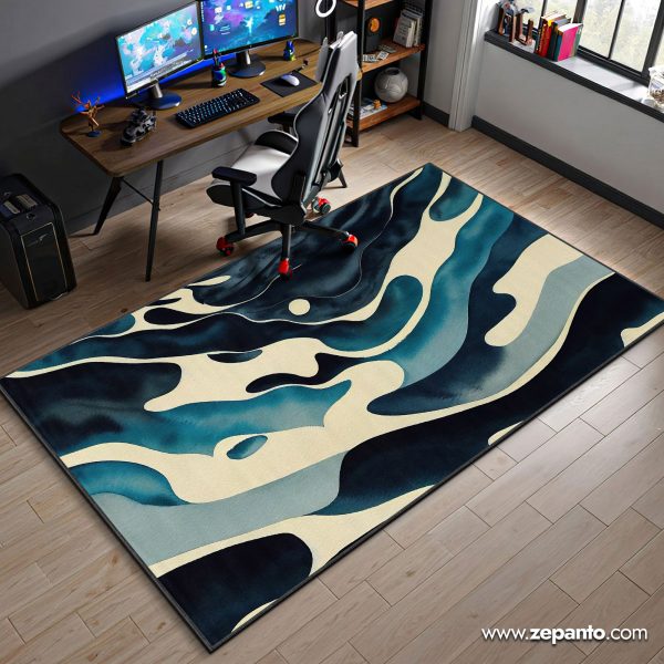 Ocean Flow Area Rug, Blue Wave Carpet
