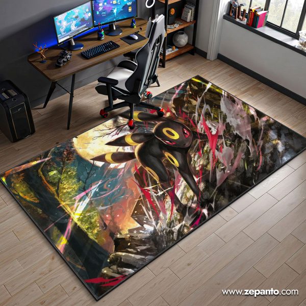Umbreon Moonlight Area Rug, Dark Forest Carpet