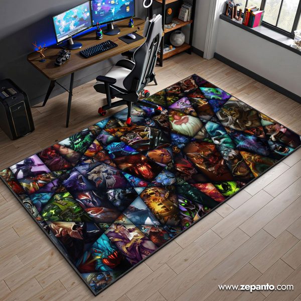 Dota 2 Legends Area Rug, Hero Collage Carpet