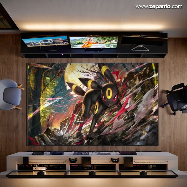 Umbreon Moonlight Area Rug, Dark Forest Carpet