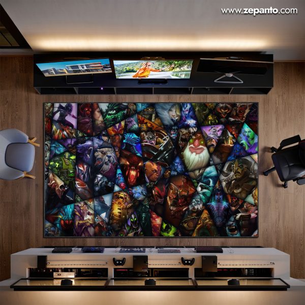 Dota 2 Legends Area Rug, Hero Collage Carpet