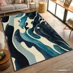 Ocean Flow Area Rug, Blue Wave Carpet